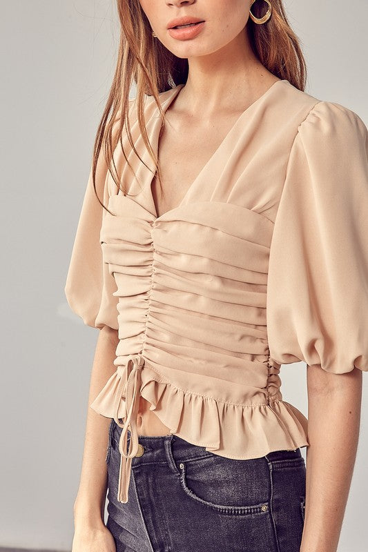 Do + Be PUFF SLEEVE CINCHED TOP