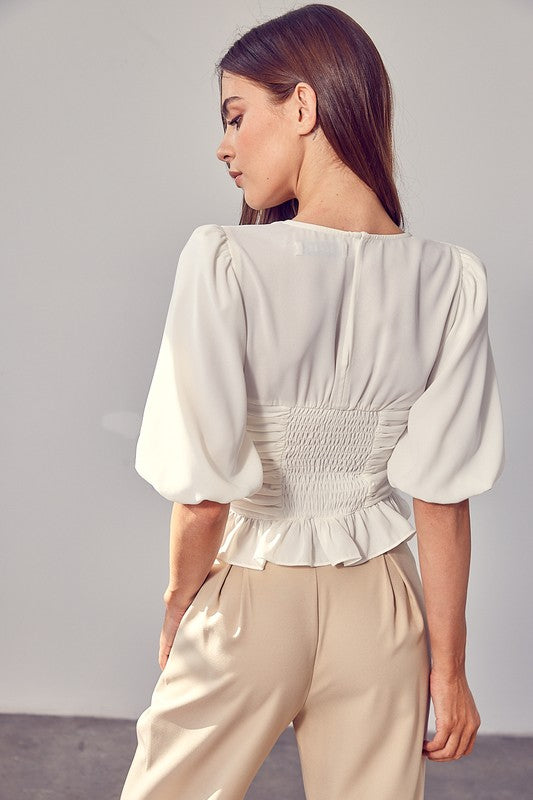 Do + Be PUFF SLEEVE CINCHED TOP