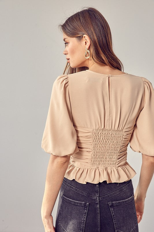 Do + Be PUFF SLEEVE CINCHED TOP