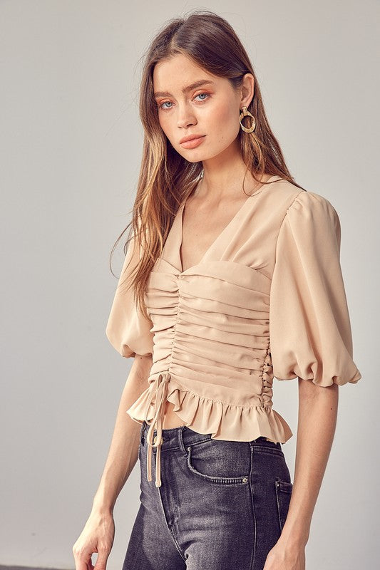 Do + Be PUFF SLEEVE CINCHED TOP