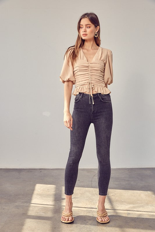 Do + Be PUFF SLEEVE CINCHED TOP