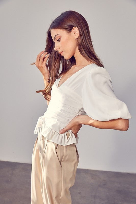 Do + Be PUFF SLEEVE CINCHED TOP