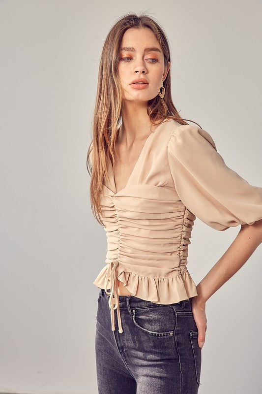 Do + Be PUFF SLEEVE CINCHED TOP