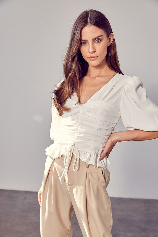 Do + Be PUFF SLEEVE CINCHED TOP