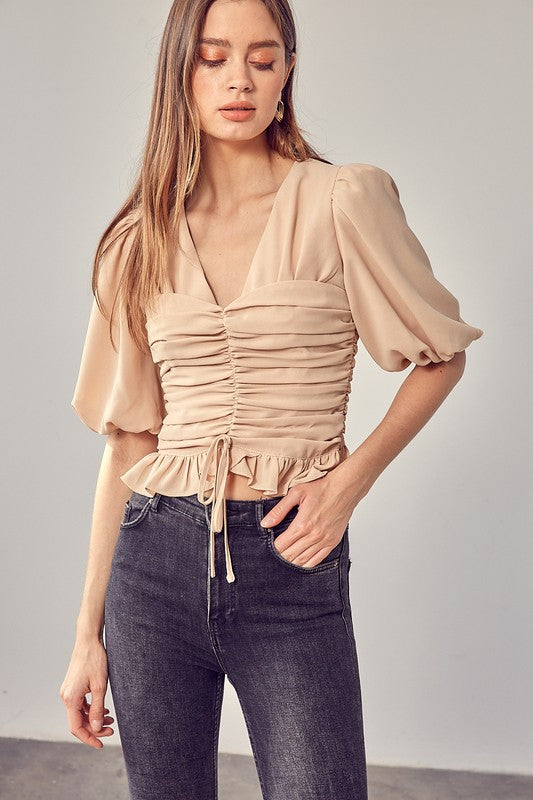 Do + Be PUFF SLEEVE CINCHED TOP