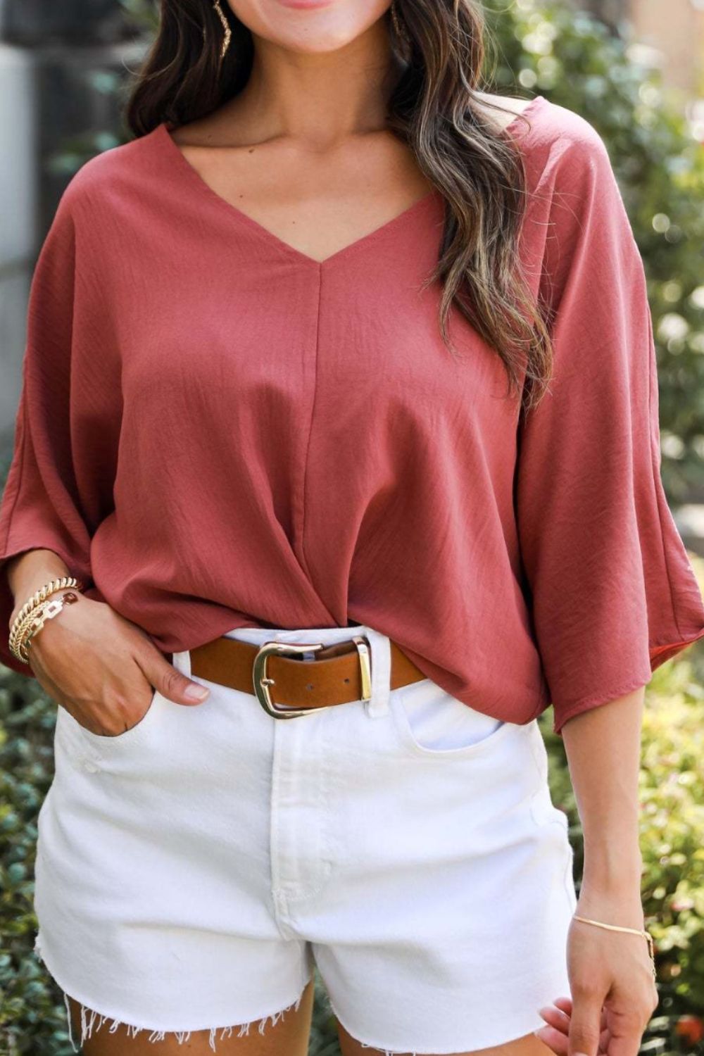 V-Neck Half Sleeve Blouse