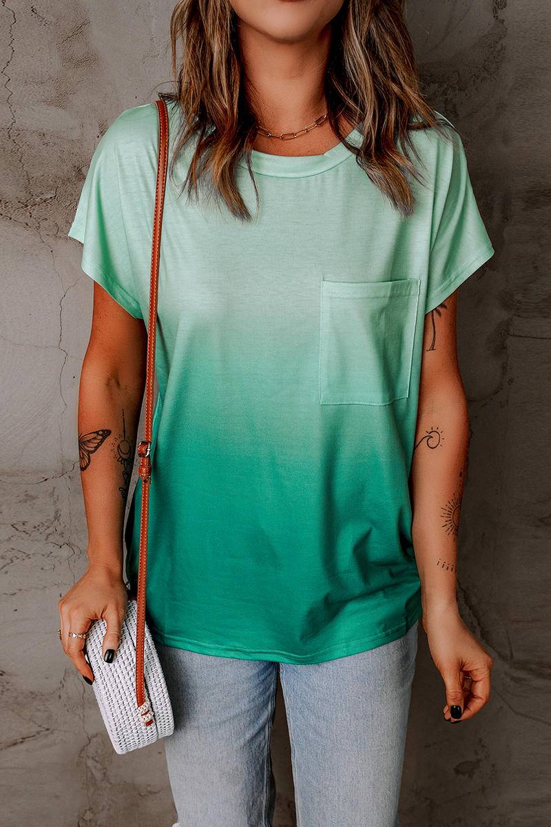 Short Sleeve Ombre T-Shirt With Pocket