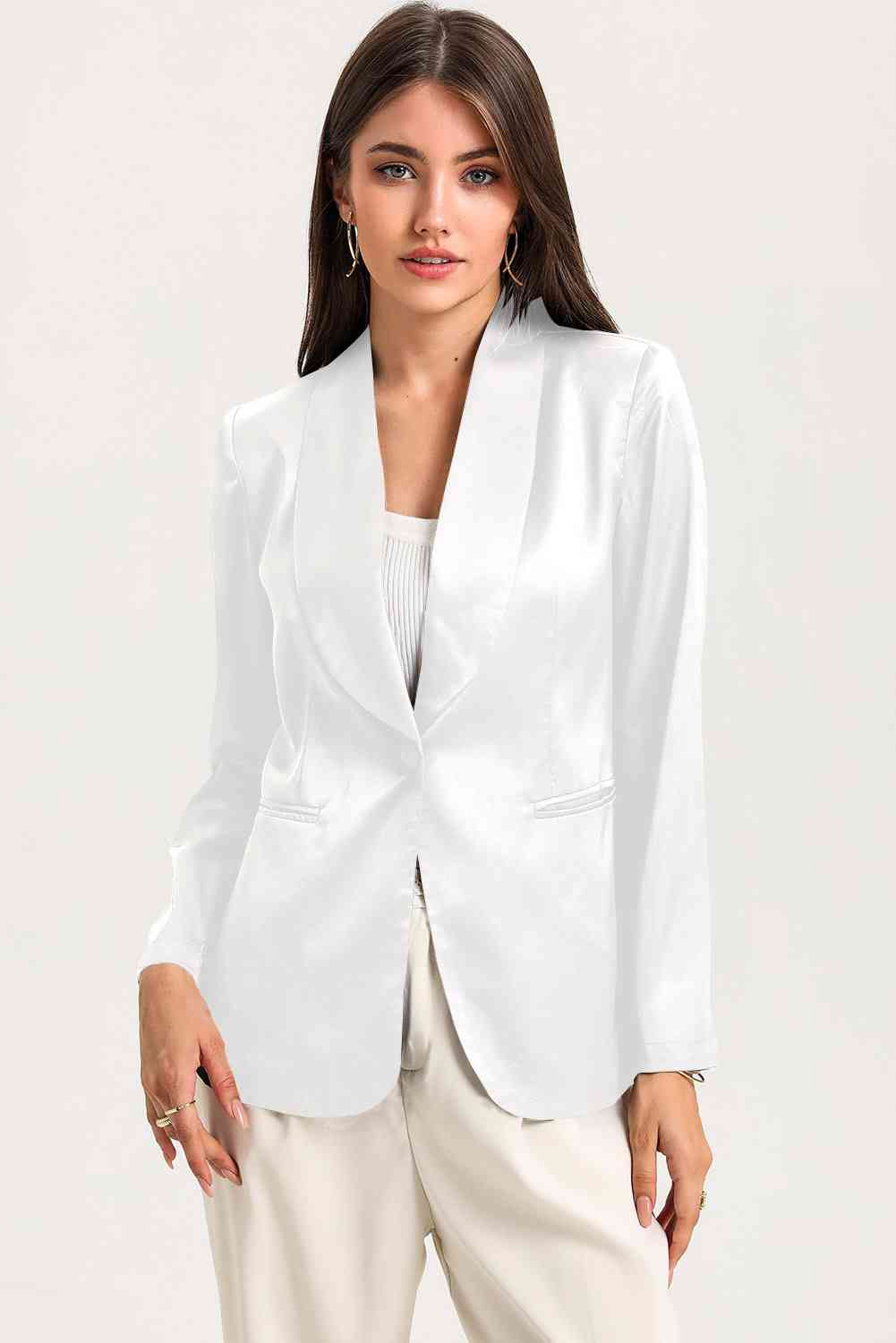 Long Sleeve Shawl Collar Blazer