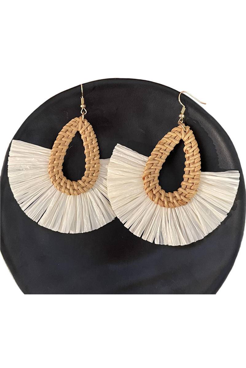 Bohemian Semi-Circle Woven Drop Earrings