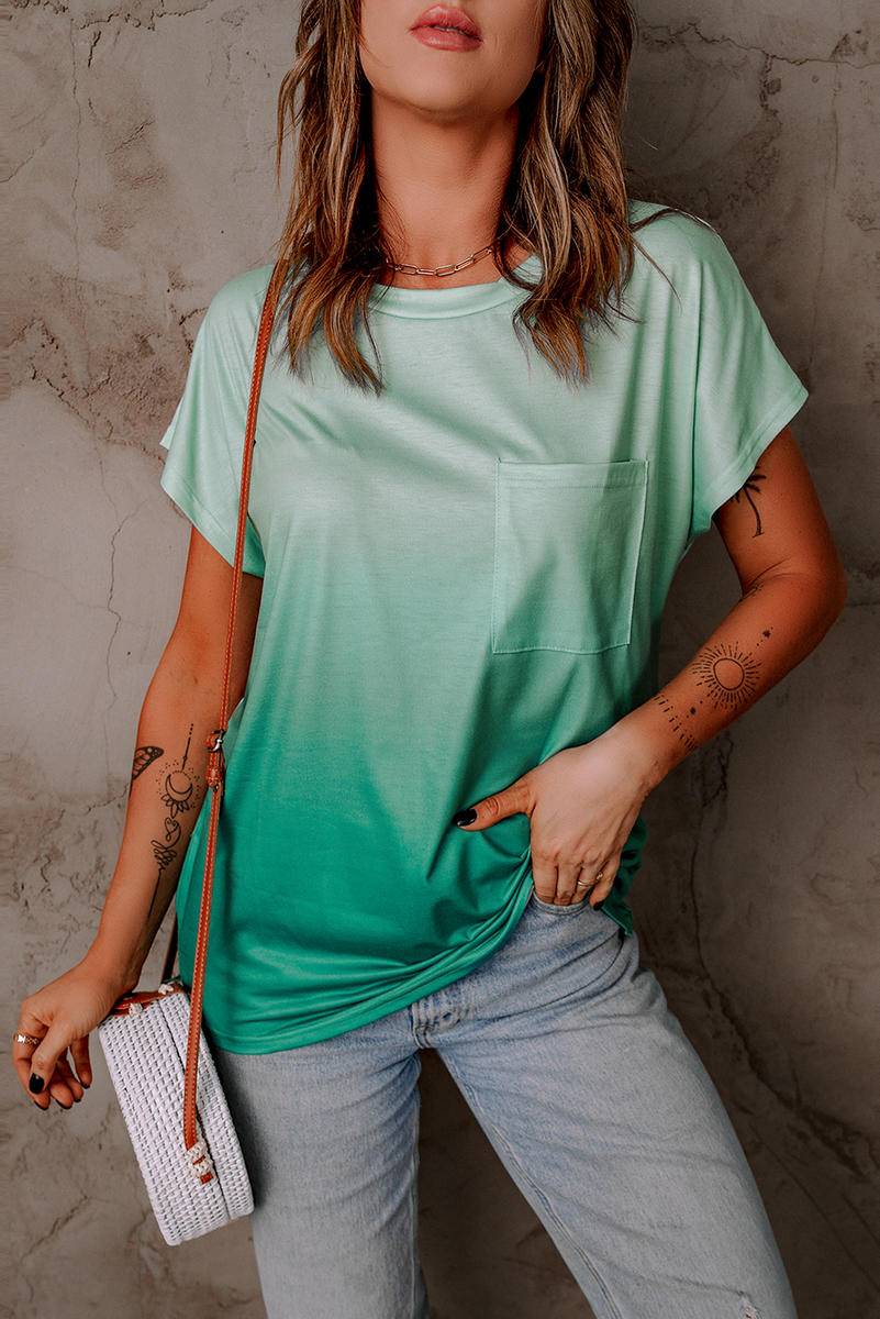 Short Sleeve Ombre T-Shirt With Pocket