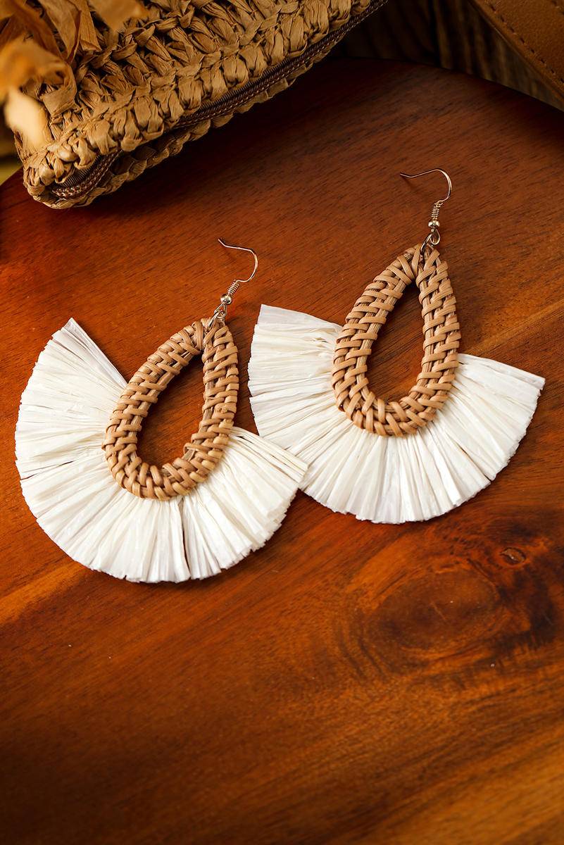 Bohemian Semi-Circle Woven Drop Earrings