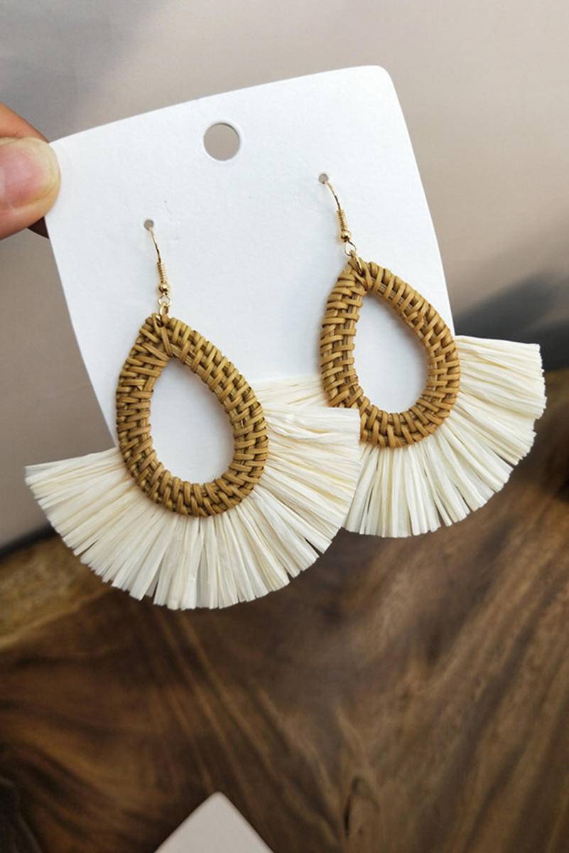 Bohemian Semi-Circle Woven Drop Earrings