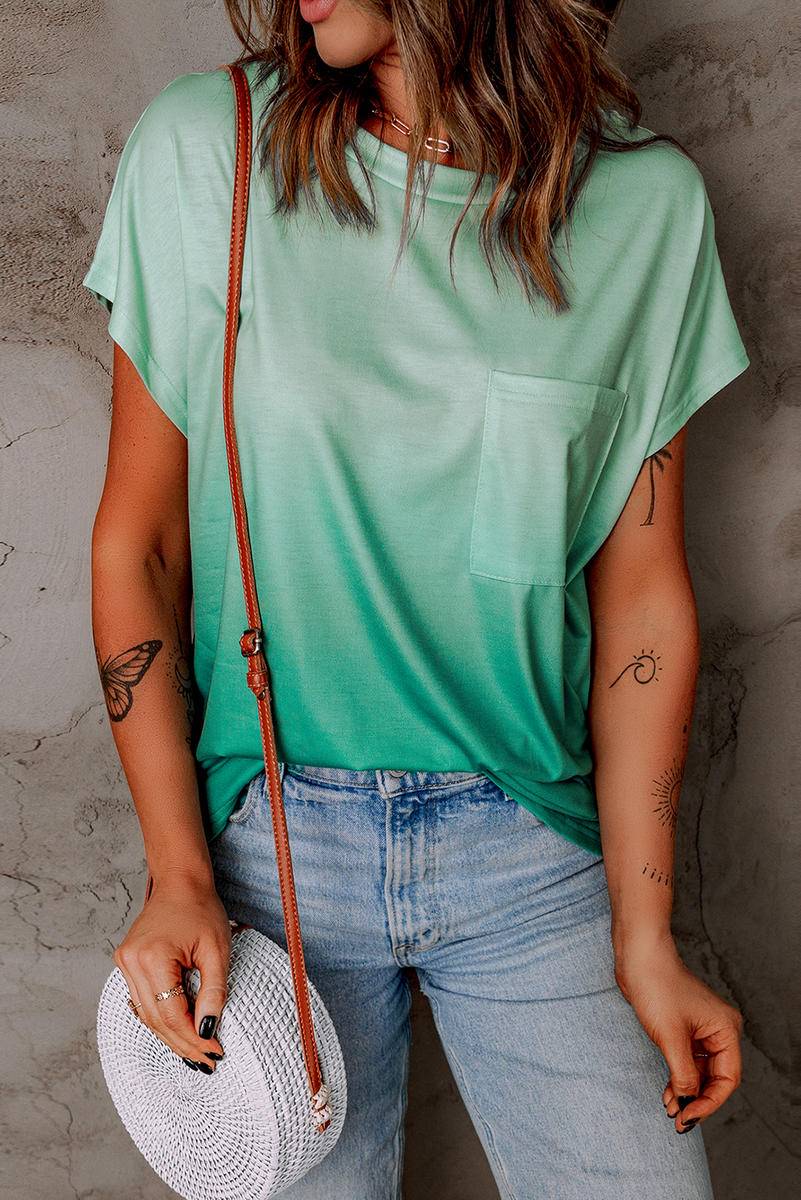 Short Sleeve Ombre T-Shirt With Pocket