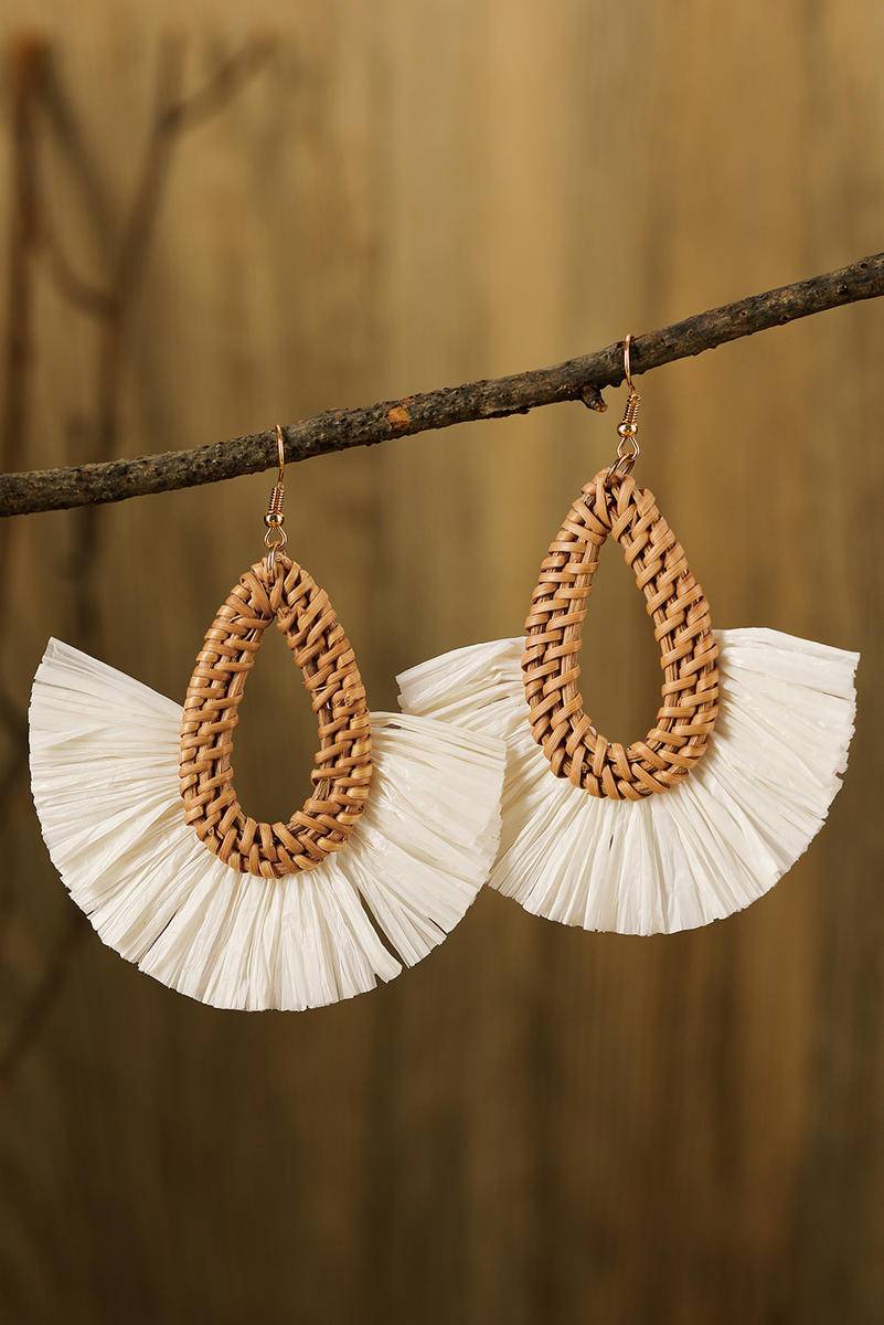 Bohemian Semi-Circle Woven Drop Earrings