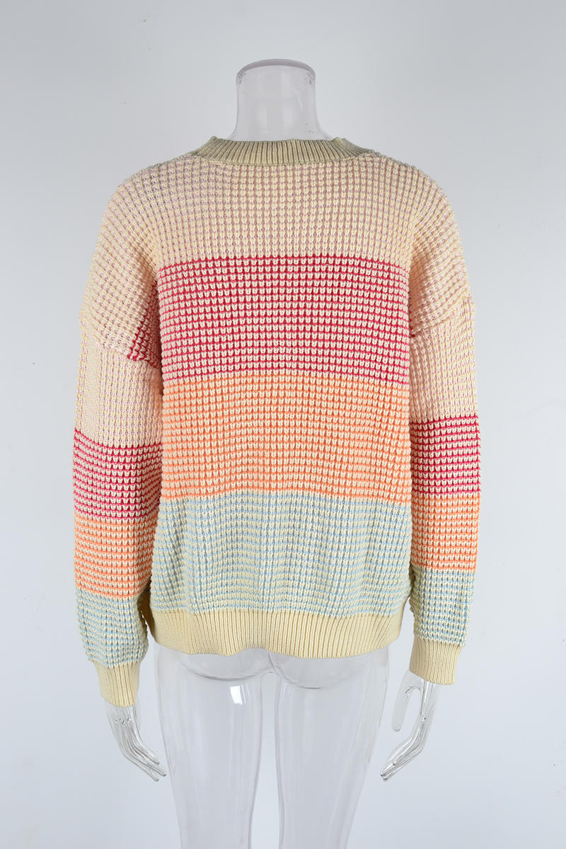 Colorblock Crew Neck Long Sleeve Sweater