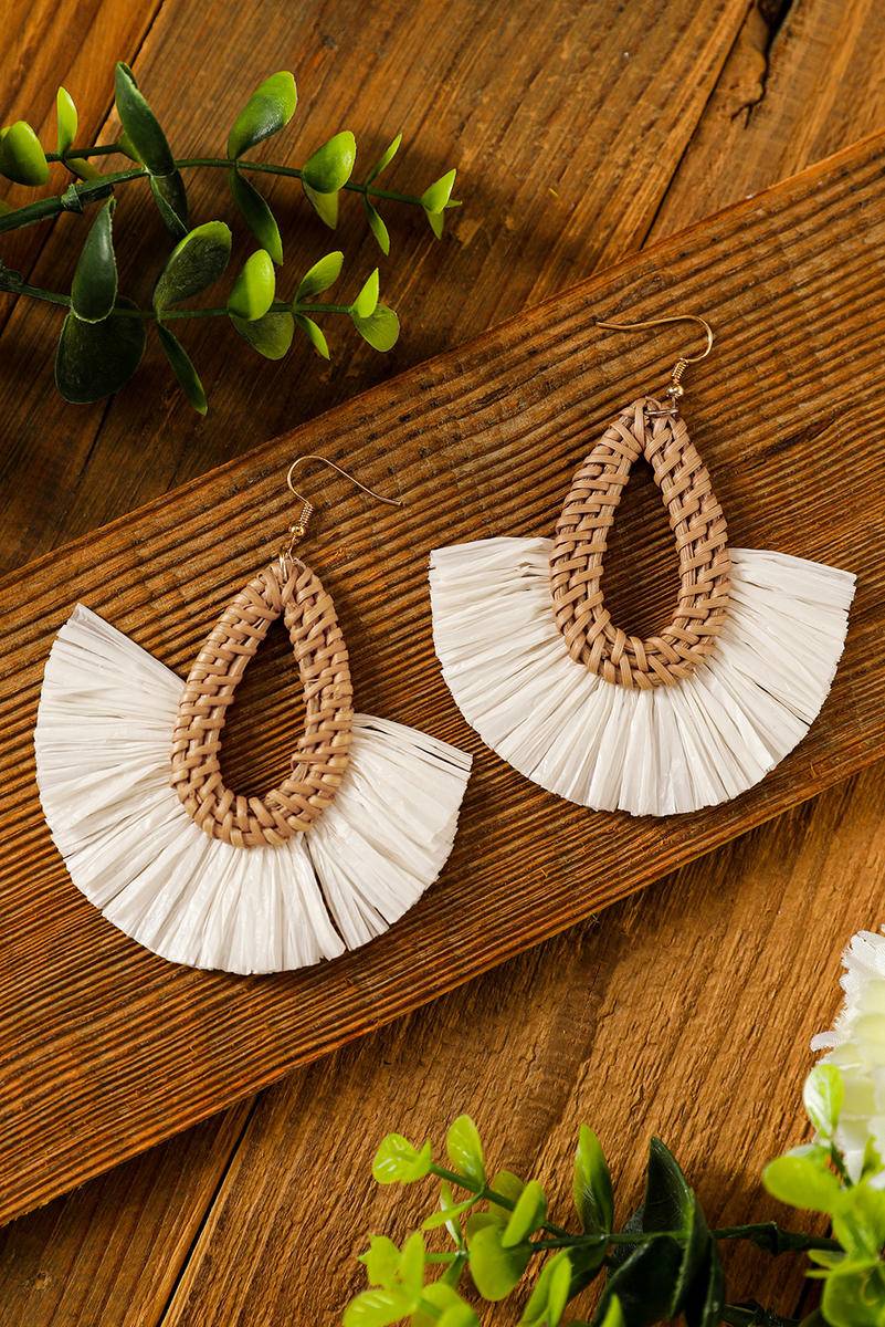 Bohemian Semi-Circle Woven Drop Earrings