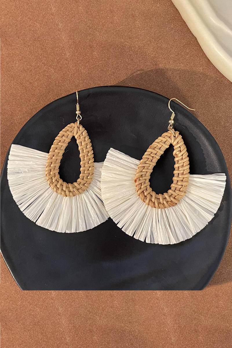 Bohemian Semi-Circle Woven Drop Earrings