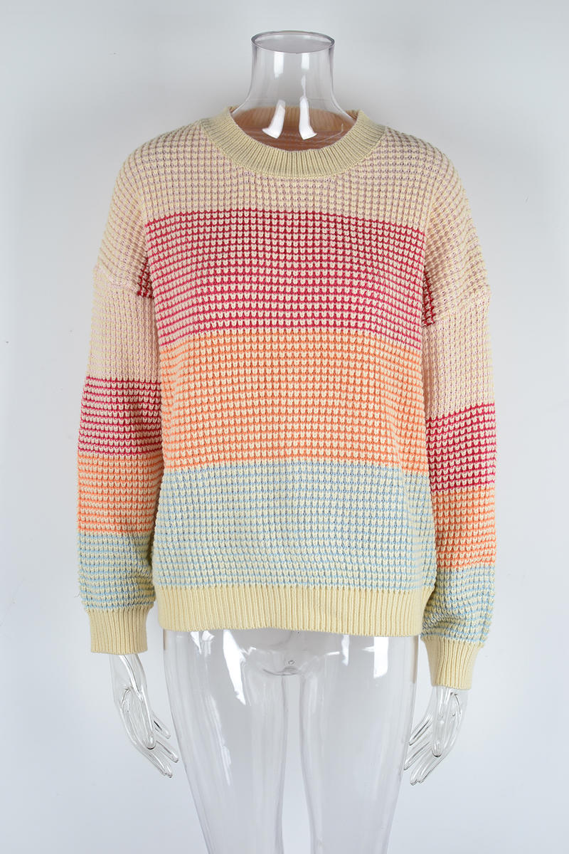 Colorblock Crew Neck Long Sleeve Sweater